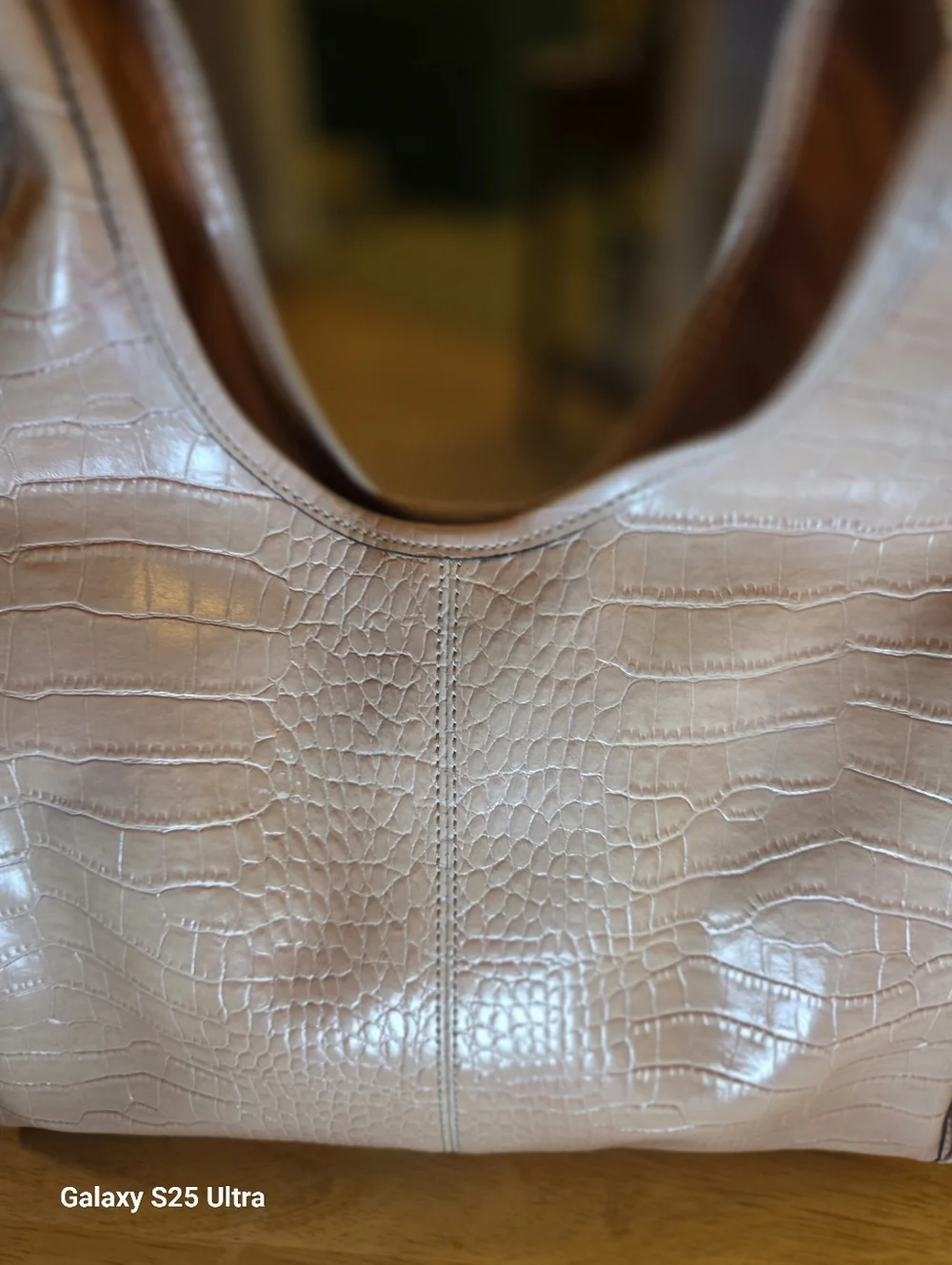 Vintage Villager Liz Claiborne Blush Pink Croc Embossed Shoulder Bag Tote